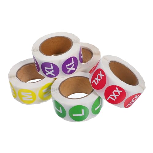 Veemoon 5 Rollen Runde Multi Color Größenetiketten für Kleidung mit Selbstklebende Etiketten für Shirts und Stoffe Langlebig und Zuverlässig Veemoon 5 Rollen Runde Multi Color Größenetiketten für Kleidung mit Selbstklebende Etiketten für Shirts und Stoffe Langlebig und Zuverlässig von Veemoon