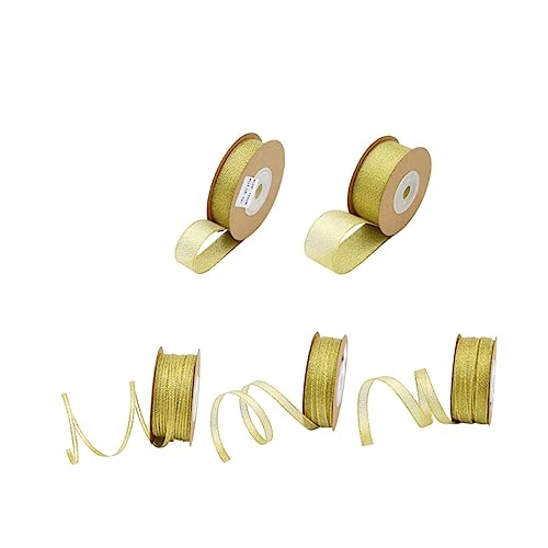 Veemoon 5 Rollen Teiliges Glitzer Geschenkband Polyester Ripsbänder Goldfarbenes DIY Schleifenband für Geschenkverpackung Blumen und Partydekoration Langlebiges Bastelzubehör von Veemoon