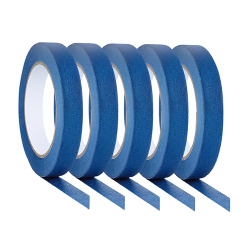Veemoon 5 Rollen Wandklebeband farbiges Band Malerband Klebeband für Wände, keine Beschädigung der Farbe Abdeckband Farbige Maler dekoratives Klebeband Farbband Blau von Veemoon