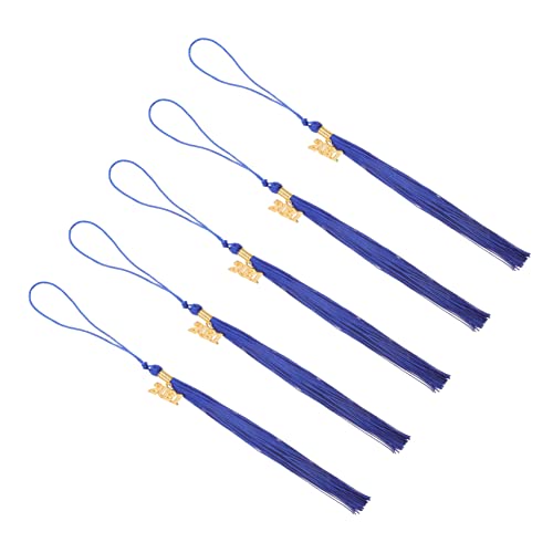 Veemoon 5 Stück 2020 2021 Quastenanhänger Kappenaufsätze für den Abschluss Mütze Kleid Quaste College-Quaste Arzt Bachelor Hut Quaste Graduierung hängender Anhänger Polyester Blue von Veemoon