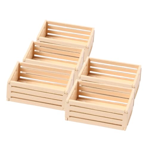 Veemoon 5 Stück Aufbewahrungskorb Aus Holz Puppenhauskisten Mini-kisten- Mini-milchkiste Mini-obstkorb Kleiner Holzkorb Mini-puppenhauskiste Puppenhauszubehör Minikisten Beige von Veemoon