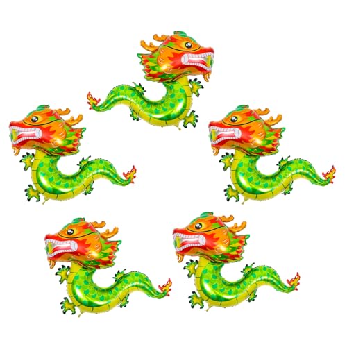 Veemoon 5 Stück Chinesische Neujahrs-Ballon-Dekoration Cartoon-Drachen-Dekoration Chinesischer Drachen-Ballon Heimdekoration China Neujahr Partyzubehör Für Drinnen Und Draußen (Grün) von Veemoon