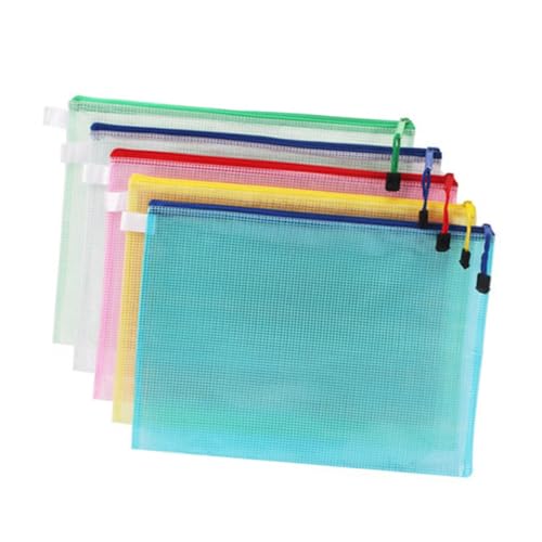 Veemoon 5 Stück Dokumententaschen aus Wasserdichtem PVC mit Reißverschluss Farbige Robuste Aufbewahrungstaschen Transparenter Organizer für Schule Büro und Reisen von Veemoon