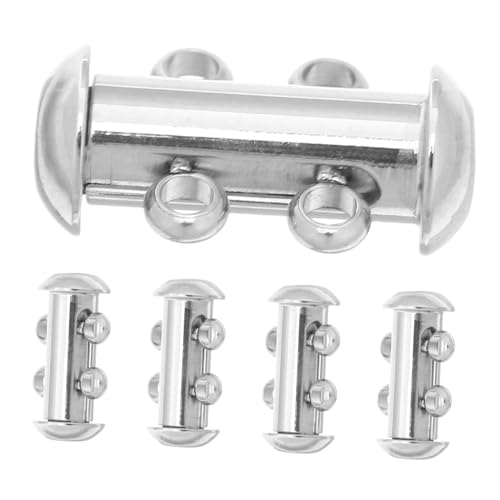 Veemoon 5 Stück Edelstahl Teiliges Doppelreihe Kettenverschluss Sicherer Schmuckverbinder für Halsketten und Armbänder für DIY Schmuckprojekte und Vielseitigen Alltagsschmuck von Veemoon