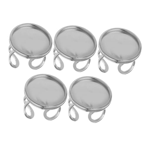 Veemoon 5 Stück Einstellbare Edelstahl Ringrohlinge Teiliges Runde Ringbasis DIY Schmuckherstellung Langlebig Rostfrei Vielseitig für Individuelle Dekorationen von Veemoon
