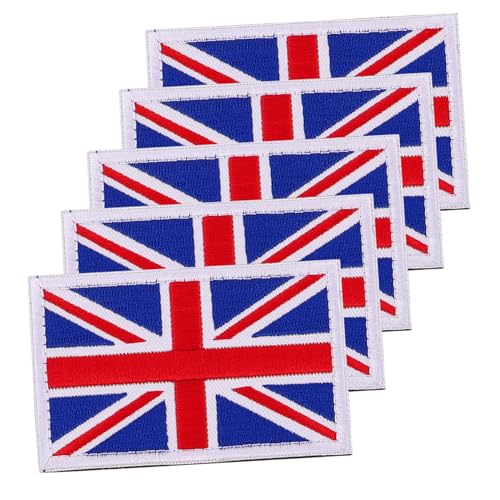 Veemoon 5 Stück Gestickte Uk Flaggen Aufnäher mit Haken Schlaufenverschluss Robuste Stoffapplikationen für Kleidung Rucksäcke Hüte Vielseitig zum Nähen und Dekorieren von Veemoon