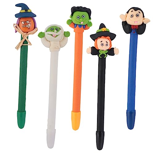 Veemoon 5 Stück Halloween-Kugelschreiber Stifte Ball Schule funkelnd Blau funky Farben halloween halloween dekoration lustiger stift Kugelschreiber lustig Stift Halloween Polymer-Ton von Veemoon