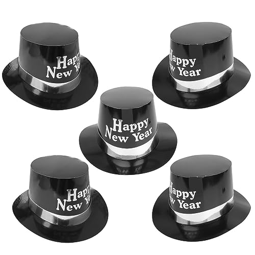 Veemoon 5 Stück Party-Zylinder Mit Briefpapier Frohes Neues Jahr Zylinder Silvester-Partyhüte Neujahr Cosplay Partygeschenke Requisiten von Veemoon