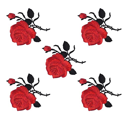 Veemoon 5 Stück Rote Rosen Stickerei Applikationen Bügelflicken für DIY Kleidung Aufnäher für Stoffe Dekoration für Schultaschen Kissen und Pullover Einfach Anzubringen und Vielseitig Veemoon 5 Stück Rote Rosen Stickerei Applikationen Bügelflicken für DIY Kleidung Aufnäher für Stoffe Dekoration für Schultaschen Kissen und Pullover Einfach Anzubringen und Vielseitig von Veemoon