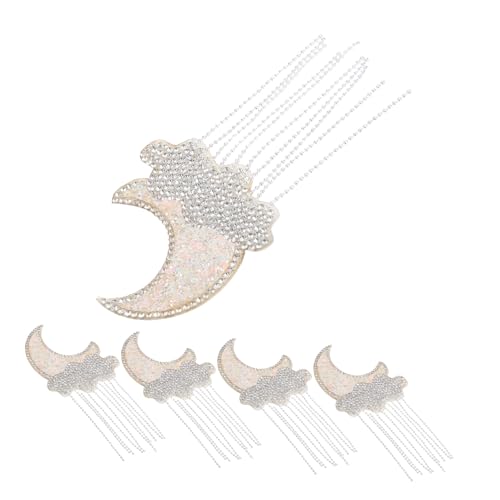 Veemoon 5 Stück Selbstklebende Mond Wolken-glitzer-patches mit Strass-tassel Hitzefestes Applikations DIY Jeans Shirts Schuhe Taschen Vielseitige Modeverzierung Veemoon 5 Stück Selbstklebende Mond Wolken-glitzer-patches mit Strass-tassel Hitzefestes Applikations DIY Jeans Shirts Schuhe Taschen Vielseitige Modeverzierung von Veemoon