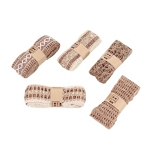 Veemoon 5 Stück Teiliges Jute Spitzenband Umweltfreundliches Bastelband für Geschenkverpackung DIY Hochzeitsdeko Schleifen Kränze Blumenarrangements Handgefertigte Dekoration von Veemoon
