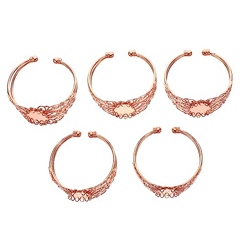 Veemoon 5 Stück Teiliges Ovales Blanko Bezel Tray Armbandset für Schmuckherstellung Verstellbare Manschettenarmbänder Roségold für Kreative DIY Projekte von Veemoon