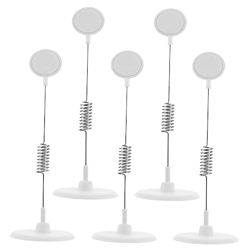 Veemoon 5 Stück Teiliges Set Preisschildhalter mit Federdesign Runder Stabiler Standfuß Elastischer Merchandise Sign Display Holder Stehender Etikettenhalter für Geschäft Restaurant und von Veemoon