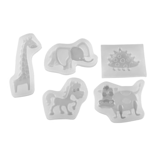 Veemoon 5 Stück Teiliges Silikonform mit Tiermotiven Giraffe Elefant Igel Pferd Kuh für DIY Epoxidharz Gießform Kristallharz Basteln Personalisierte Schmuckherstellung von Veemoon