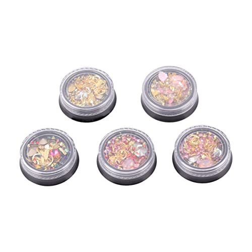 Veemoon 5 Stück Teiliges Stern Mond Nagel Rhinestone Schmuck für DIY Nagelkunst Glitzersteine für Kreative Nail Art Dekoration Geeignet für Nagelstudio und Heimgebrauch von Veemoon