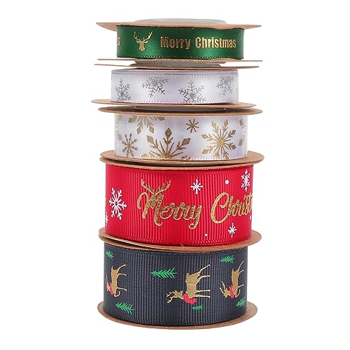 Veemoon 5 Stück Teiliges Weihnachts Dekoband Bunte Geschenkband mit Weihnachtlichen Mustern Flexible Satinbänder für Geschenkverpackung und Partydeko Strapazierfähig für Festliche Veemoon 5 Stück Teiliges Weihnachts Dekoband Bunte Geschenkband mit Weihnachtlichen Mustern Flexible Satinbänder für Geschenkverpackung und Partydeko Strapazierfähig für Festliche von Veemoon