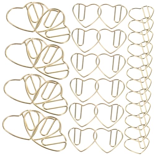 Veemoon 50 Stück Herzförmige Büroklammern Dekorative Paper Clips für Notizen Fotos und Memos Kreative Stabile und Süße Clips für Hochzeit und Bastelprojekte Zufälliger Stil von Veemoon