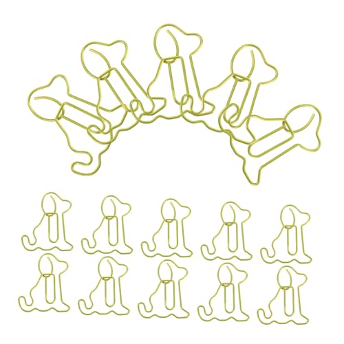 Veemoon 50 Stück Hunde-Büroklammer lustige lesezeichen Süße Büroklammern aus Metall Halter für Büroklammern dekorative Büroklammern Mini -Papierclips Büroklammern in Hundeform Yellow von Veemoon