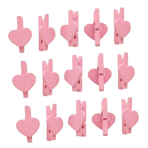 Veemoon 50 Stück Liebesclip Kartenplatzierungsclips Papierclips Fotohalter Feilenschieber-Clip Memohalter für den Schreibtisch Büroklammer-Memo Papierklemmen süße Büroklammern Holz Rosa von Veemoon