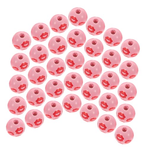 Veemoon 50 Stück Lippenförmige Holzperlen Rot Schmuckperlen für Valentinstag Diy Schmuckherstellung Kreative Anhänger für Armbänder und Halsketten von Veemoon
