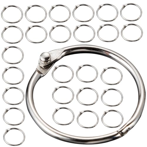 Veemoon 50 Stück Metall Binder Ringe Loseblatt Ringbuch Ringe für Scrapbook Album DIY Projekte Schlüsselringe Hochwertige Metallmaterialien Flexibel und Langlebig von Veemoon