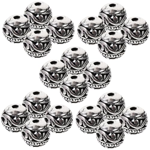 Veemoon 50 Stück Metallperlen für Schmuckherstellung Vintage Legierung Spacer Beads für Armbänder und Antikem Silber für DIY Projekte und Bastelarbeiten von Veemoon