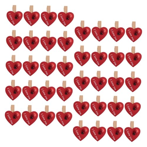 Veemoon 50 Stück Mini Holz Wäscheklammern Herzform Rote Clips für Fotos Erinnerungen Dekoration Vielseitige Holzklammern für Hochzeiten Valentinstag und Kreative Bastelprojekte von Veemoon
