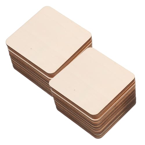 Veemoon 50 Stück Quadratische Holzscheiben Unbehandelte Holzplatten aus Natürlichem Holz mit Einzigartiger Maserung für DIY Malerei Gravur Basteln und Rustikale Dekoration von Veemoon