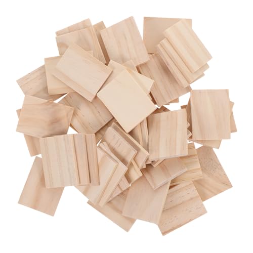 Veemoon 50 Stück Rechteckige Holzspäne Holzrechtecke Zum Basteln Unfertiger Holzbrettblock Holzblöcke Zum Basteln Bastelblöcke Aus Holz Bastelwürfel Aus Holz Diy -holzhandwerkswürfel Beige von Veemoon