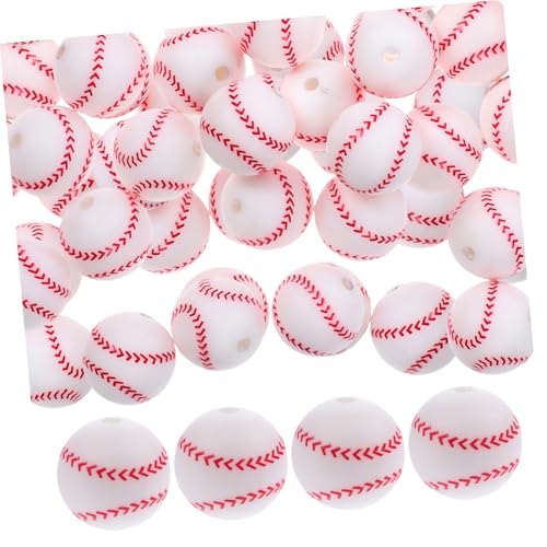 Veemoon 50 Stück Silikon Sportkugel Perlen Schmuck DIY Spacer Beads für Armbänder Halsketten Basteln Vielseitige Sport Perlen für Schmuckanhänger Handwerkliche Dekoration von Veemoon