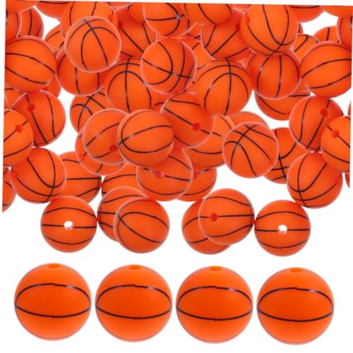 Veemoon 50 Stück Teiliges Silikon Sportperlen für DIY Schmuckherstellung Robuste Farbechte Sportschmuck Perlen für Armbänder Halsketten Schlüsselanhänger und Bastelprojekte von Veemoon