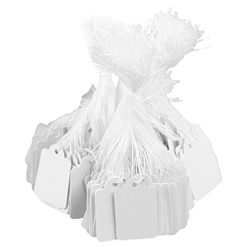 Veemoon 500 Blatt Schmuck Preisschilder mit Schnur Handbeschreibbare Etiketten für Kleidung Kraftpapier für Preiskennzeichnung und Warenmanagement von Veemoon