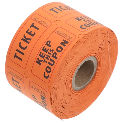 Veemoon 500 Stück Lotterielose Klassenprämienlose Weihnachtstickets Freizeittickets Urlaubs Tombola Lose Partyspiel Tombola Lose Konzerttickets Orange 170 G Doppel Offset Papier von Veemoon