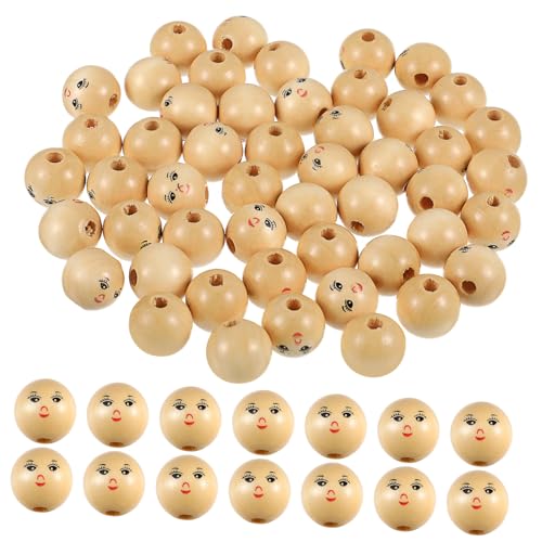 Veemoon 50Stücke Runde Holzperlen Mit Lachendem Gesicht Naturholzperlen Für DIY Bastelprojekte Schmuckherstellung Bastelzubehör Holzkugeln Veemoon 50Stücke Runde Holzperlen Mit Lachendem Gesicht Naturholzperlen Für DIY Bastelprojekte Schmuckherstellung Bastelzubehör Holzkugeln von Veemoon