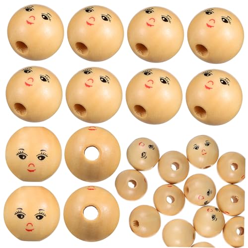 Veemoon 50Stücke Smile Holzperlen mit Löchern Unlackierte Abstandsperlen für DIY Bastelarbeiten Süßes Lächel Design Vielseitig Einsetzbar für Schmuck und Dekorationen von Veemoon