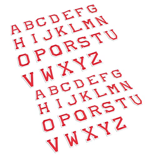 Veemoon 52Stücke Selbstklebende Buchstabenaufnäher Rote Gestickte Nähflicken für Kleidung Hüte Jeans und DIY Zubehör Sicher und Langlebig von Veemoon