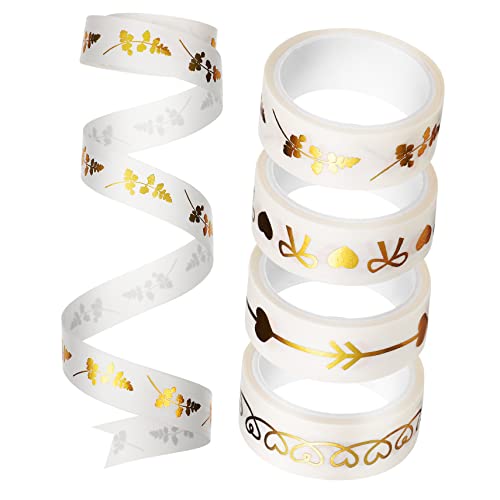Veemoon 5Rollen Dekoratives Klebeband mit Goldfolie für Scrapbooking DIY Kunsthandwerk und Geschenkverpackung Designs für Notizbücher und Journals von Veemoon