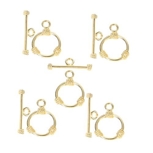 Veemoon 5Sätze Goldene Knebelverschlüsse Runde Seilverbinder Armband Knebelverschlüsse Schmuckverbindungsschnallen Zubehör Für DIY Schmuckprojekte von Veemoon