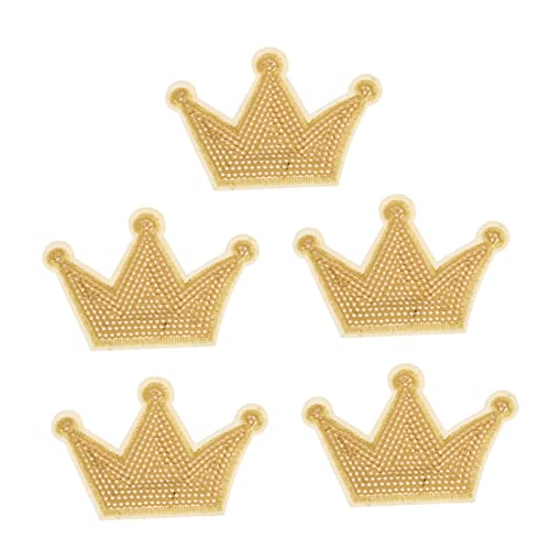 Veemoon 5Stücke Goldene Krone Pailletten Patches Hochwertige Applikationen für DIY Kleidung Aufnäher für Kleider Taschen Schals Hüte zur Verdeckung von Flecken von Veemoon