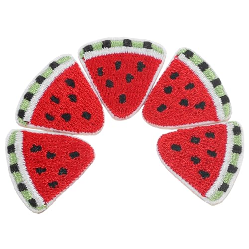 Veemoon 5Stücke Wassermelone Stickerei Patches Aufnäher zum Aufbügeln für Kleidung Rucksäcke und Hüte Lustige Fruchtapplikationen für DIY Projekte und Reparaturen von Veemoon