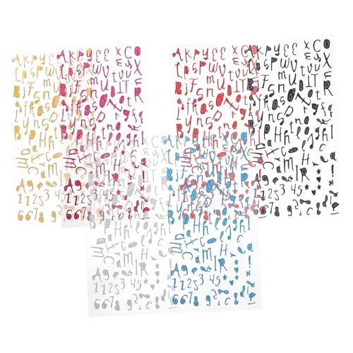 Veemoon 6 Blätter Glitzernde DIY Buchstaben Zahlen Aufkleber Selbstklebend für Scrapbooking Grußkarten Dekoration Kleine Sticker zum Basteln und Beschriften Vielseitig Einsetzbar von Veemoon