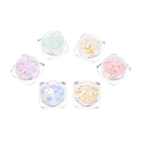 Veemoon 6 Boxen Boxen Nail Charms Blumen Nagelkunst Zubehör UV resistent Langlebig Originelles Design für Frauen DIY Nageldekoration Nagelzubehör Gelnägel Mixfarben von Veemoon
