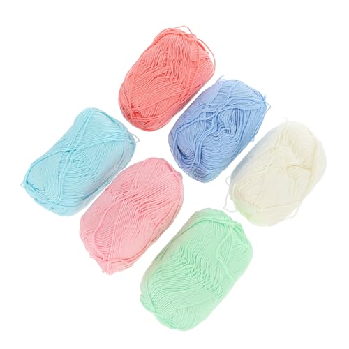 Veemoon 6 Rollen Baumwollgarn zum Häkeln und Stricken Mitteldickes Hautfreundliches DIY Bastelgarn Modischen Farben Vielseitig für Wohnkultur Schmuckherstellung und Handarbeiten von Veemoon