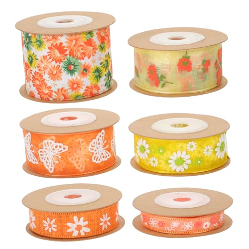 Veemoon 6 Rollen Blumenmuster Geschenkband aus Polyester Schnittfestes Verschleißfestes Bastelband für DIY Kleidung Hochzeitsdekoration und Kreative Handarbeiten Veemoon 6 Rollen Blumenmuster Geschenkband aus Polyester Schnittfestes Verschleißfestes Bastelband für DIY Kleidung Hochzeitsdekoration und Kreative Handarbeiten von Veemoon