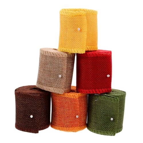 Veemoon 6 Rollen Burlap Geschenkband Breites Dekorationsband Bunten Farben für Weihnachtskränze Bastelprojekte und Geschenkverpackungen Rustikales Langlebiges Material für Festliche Veemoon 6 Rollen Burlap Geschenkband Breites Dekorationsband Bunten Farben für Weihnachtskränze Bastelprojekte und Geschenkverpackungen Rustikales Langlebiges Material für Festliche von Veemoon