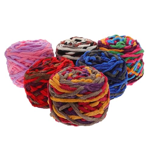 Veemoon 6 Rollen Dickes Acryl Strickgarn Weiches Mehrfarbiges Häkelgarn für Anfänger Hautfreundliches Chunky Garn zum Stricken und Häkeln Robustes DIY Garn für Decken Mützen Schals von Veemoon
