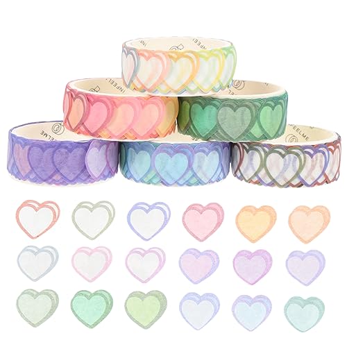 Veemoon 6 Rollen Herz Washi Sticker Selbstklebende Bunte Herzaufkleber für DIY Scrapbooking Planner und Journal Dekoration Leicht Abreißbar Vielseitig Einsetzbar Glatten Oberflächen Veemoon 6 Rollen Herz Washi Sticker Selbstklebende Bunte Herzaufkleber für DIY Scrapbooking Planner und Journal Dekoration Leicht Abreißbar Vielseitig Einsetzbar Glatten Oberflächen von Veemoon