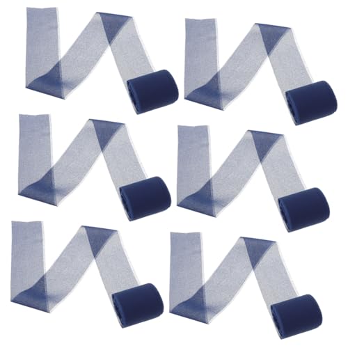 Veemoon 6 Rollen Satinband Breit Handgerissenes Chiffonband Blau Fransenband für Geschenkverpackung DIY Hochzeitsdeko Brautstrauß Schleifenband Shower von Veemoon