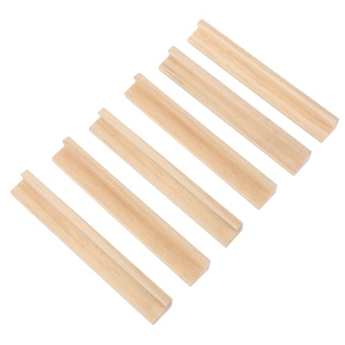 Veemoon 6 Stück Englische Alphabetbasis Fliesenhalter Domino-Ständer Briefablagen für Lebensmittel Dominoständer aus Holz, Dominohalter Domino-Halter Domino-Zubehör Kiefernholz Beige von Veemoon