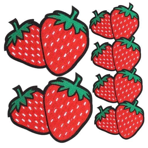 Veemoon 6 Stück Erdbeer Applikationen Dekorative Rote Gestickte Patches zum Aufbügeln für Shirts Jacken Rucksäcke Hüte und Jeans Strapazierfähige Farben und Vielseitige Anwendung von Veemoon